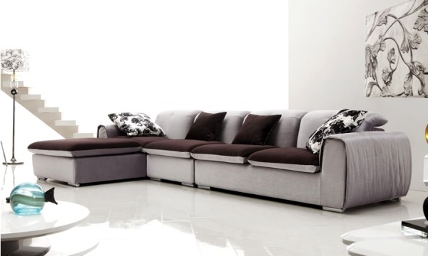 雅致清新客廳布藝沙發(fā)色彩凸顯時尚