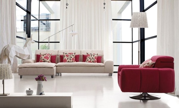 雅致清新客廳布藝沙發(fā)色彩凸顯時尚