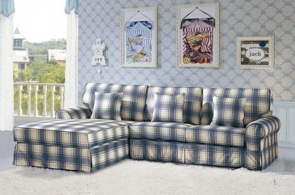 雅致清新客廳布藝沙發(fā)色彩凸顯時尚