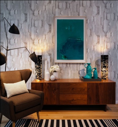 用抽象派壁紙裝扮經典現代家居